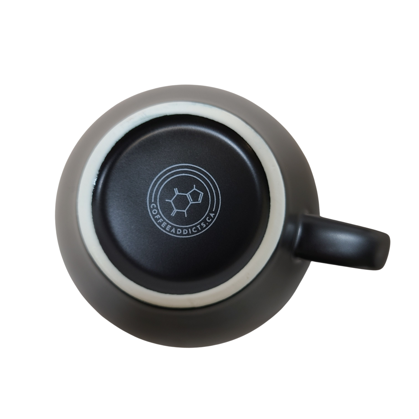 Coffee Addicts commercial ceramic cup in matte black latte cappuccino cup 8oz 250ml underside