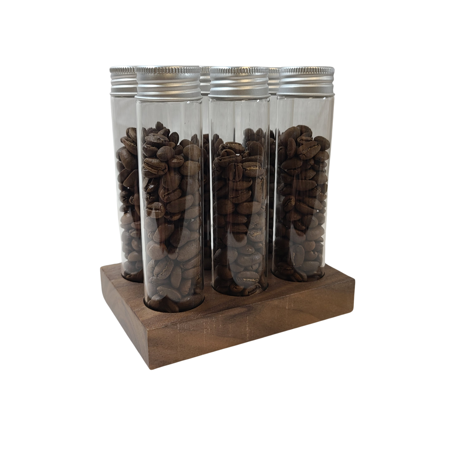 Coffee Sensor Bean Cellar With Walnut Stand And Glass Tubes