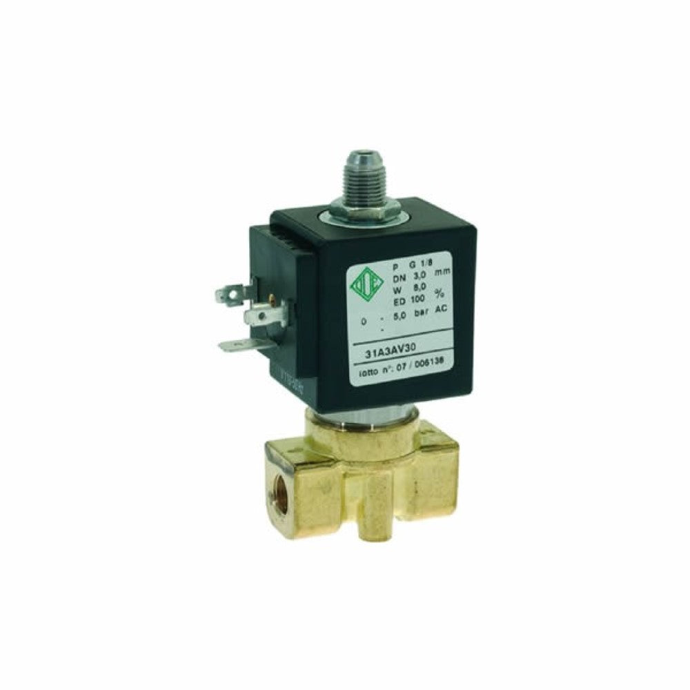 110V 8W 1/8" F x 1/8" F Three-Way ODE Solenoid - Coffee Addicts Canada