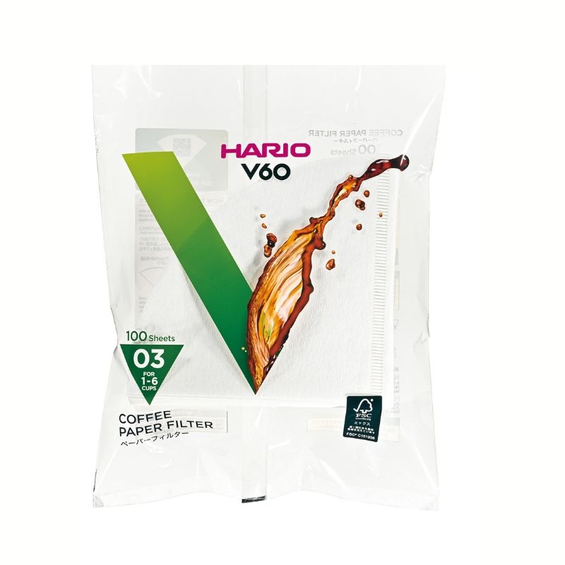 Hario V60-03 Paper Filters Bleached - 100pk