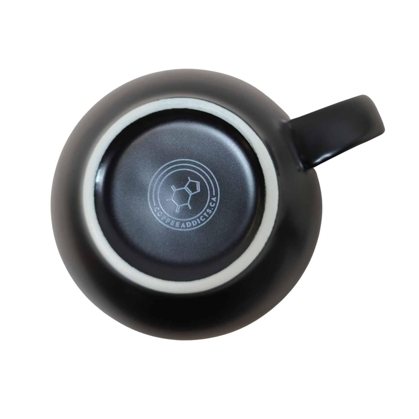 Coffee Addicts commercial ceramic cup in matte black latte cup 12oz 350ml underside