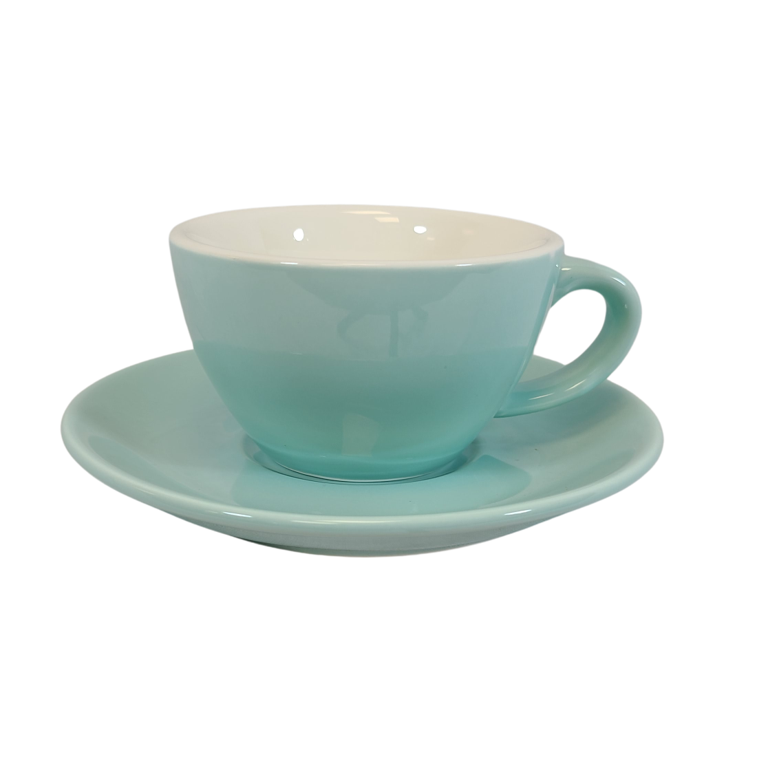Coffee Addicts commercial ceramic cup with saucer in glossy blue cappuccino cortado cup 5oz 150ml