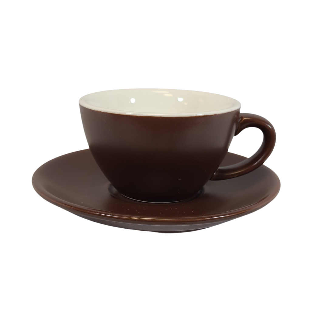 Coffee Addicts commercial ceramic cup with saucer in matte brown cappuccino cortado cup 5oz 150ml