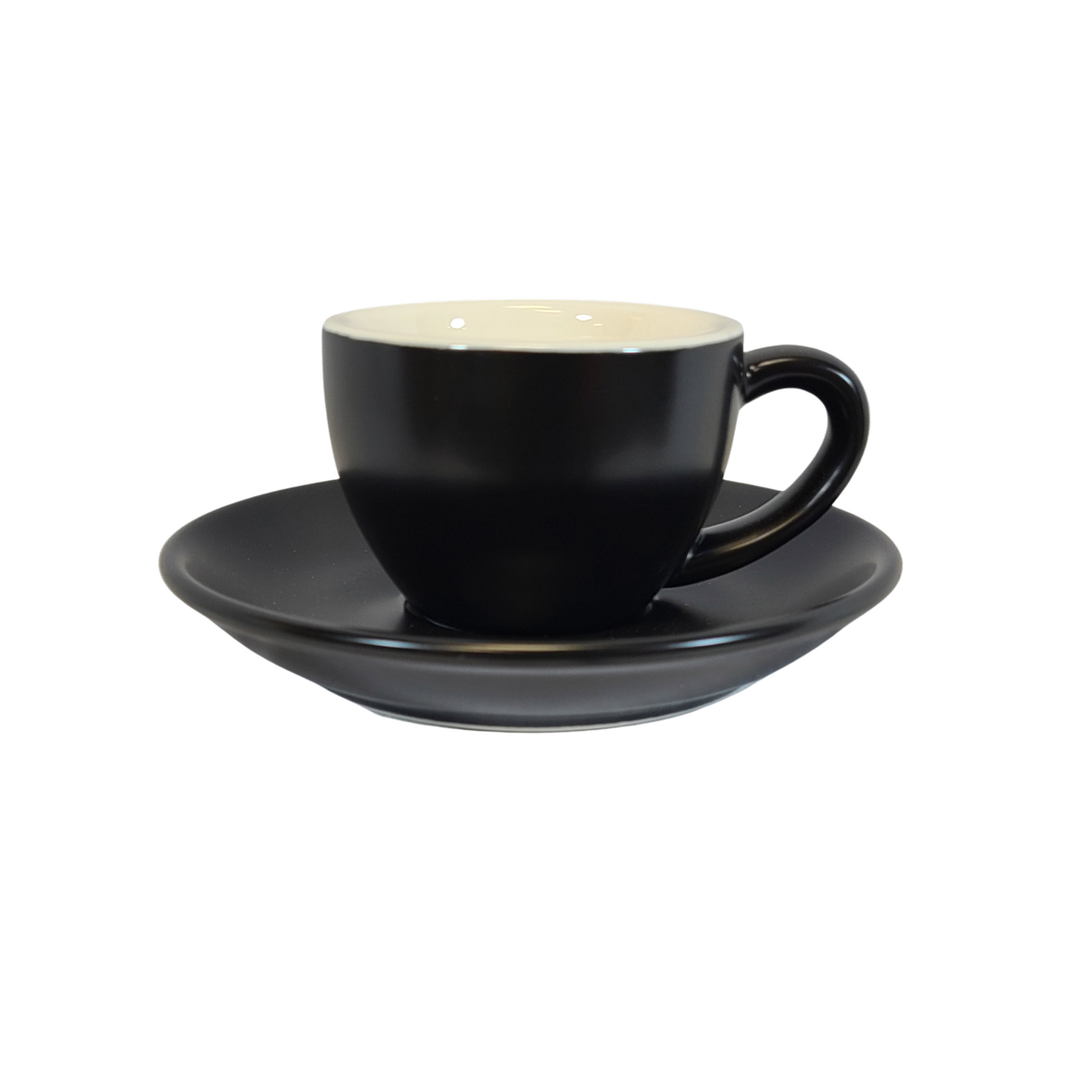Coffee Addicts commercial ceramic cup with saucer in matte black espresso cup 2.7oz 80ml