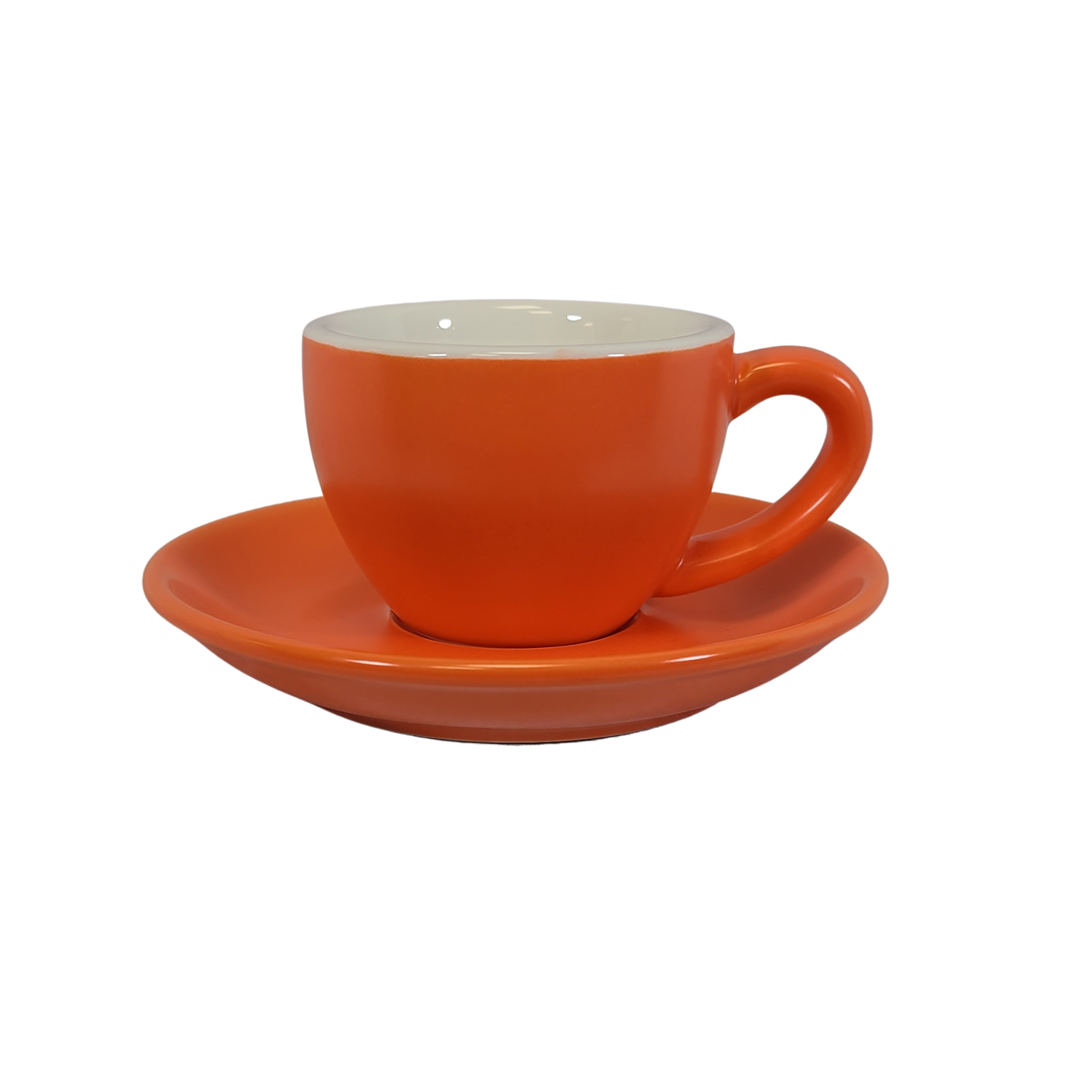 Coffee Addicts commercial ceramic cup with saucer in matte orange espresso cup 2.7oz 80ml