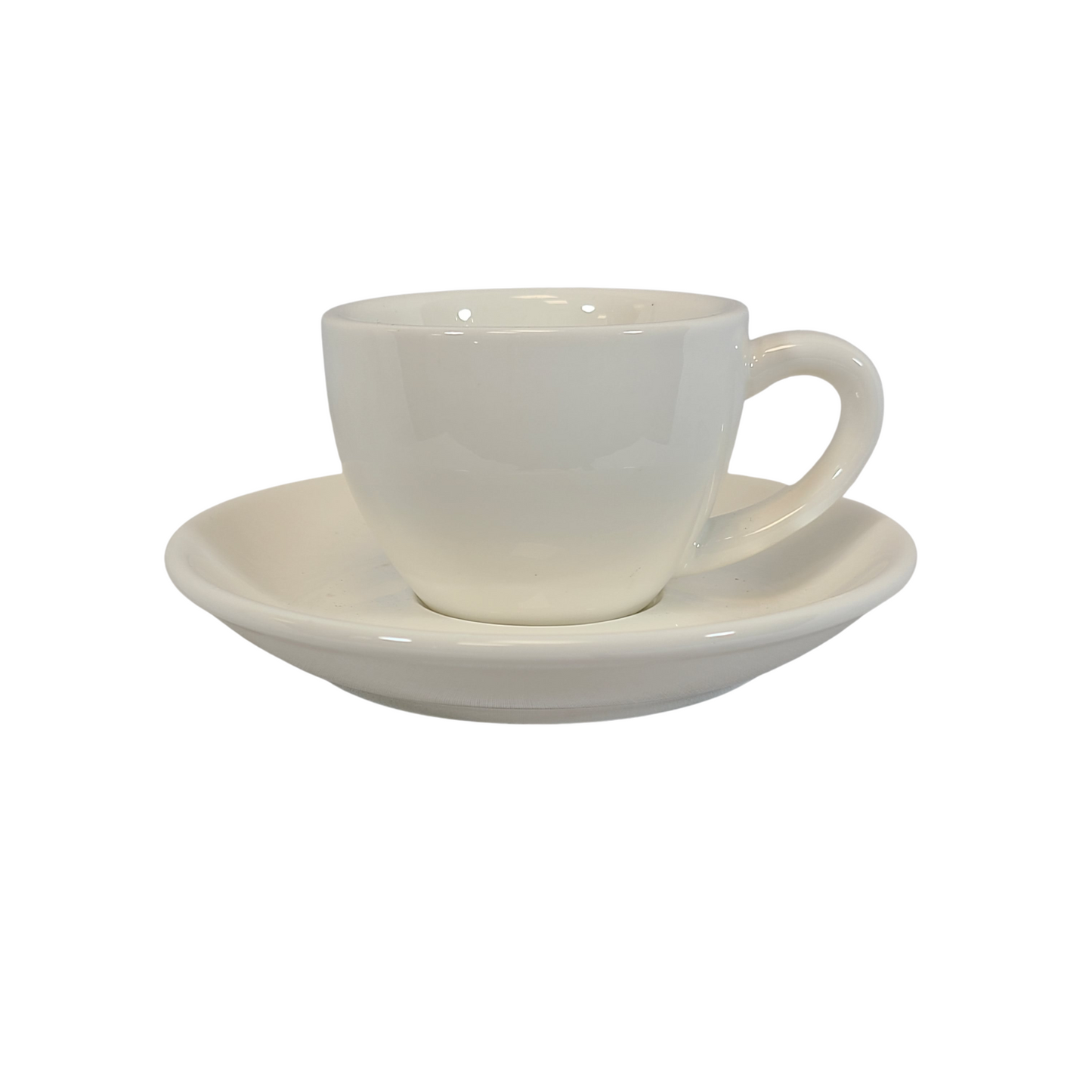 Coffee Addicts commercial ceramic cup with saucer in glossy white espresso cup 2.7oz 80ml