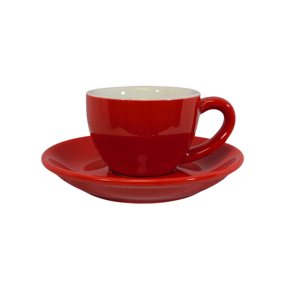 Coffee Addicts commercial ceramic cup with saucer in glossy red espresso cup 2.7oz 80ml