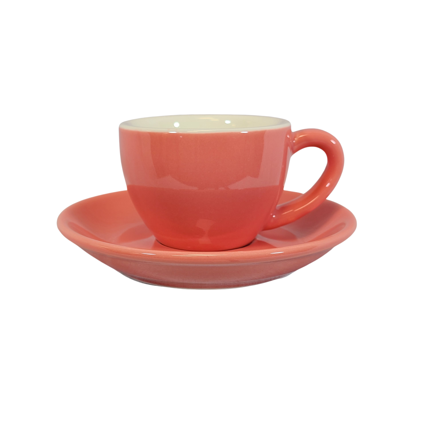 Coffee Addicts commercial ceramic cup with saucer in glossy pink espresso cup 2.7oz 80ml
