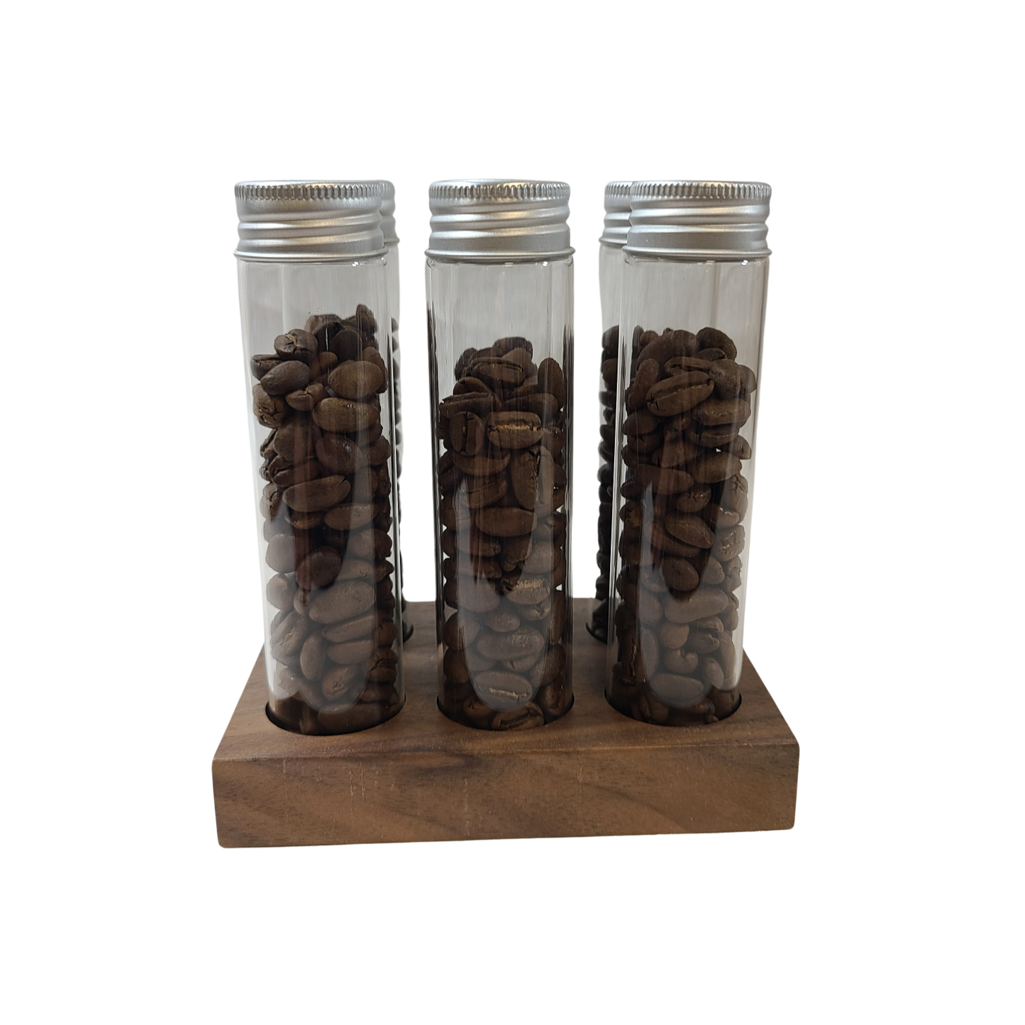 Coffee Sensor Bean Cellar With Walnut Stand And Glass Tubes