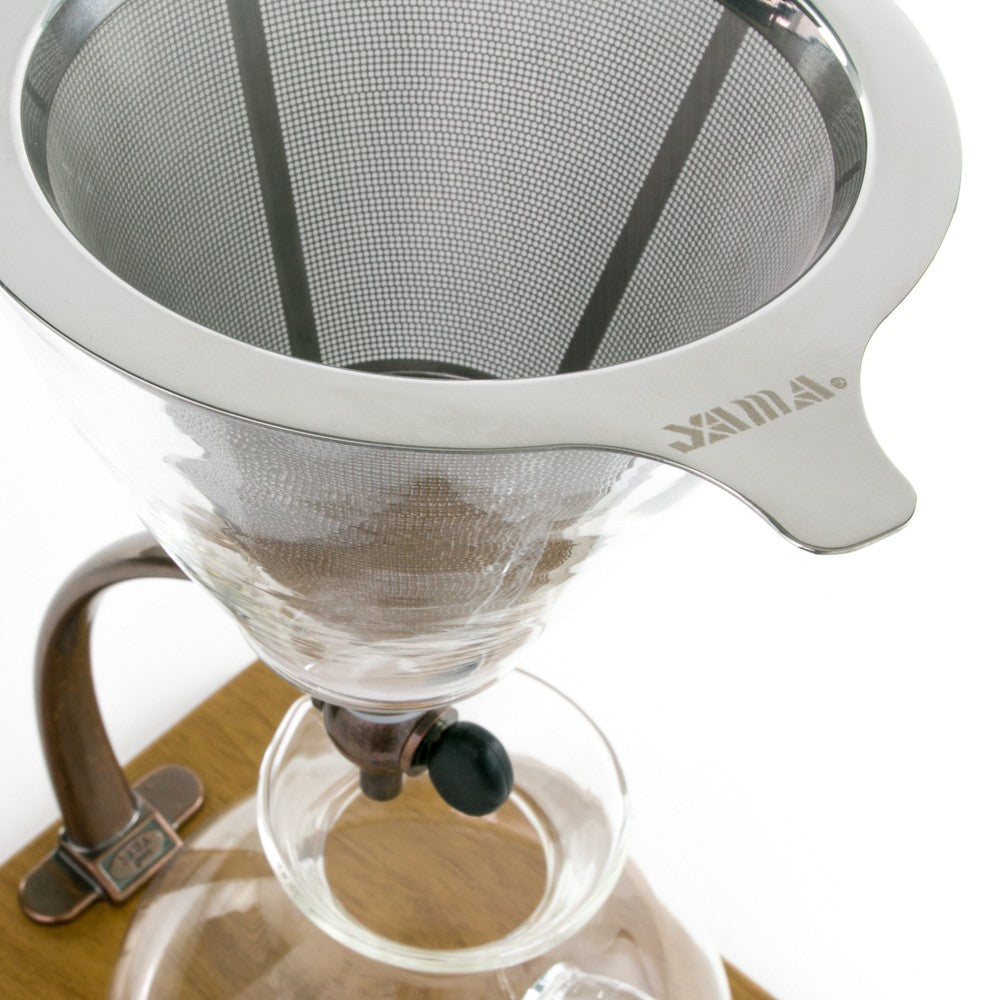 Yama Glass Silverton Brewer with Wood Base and Copper Accents - Coffee Addicts Canada