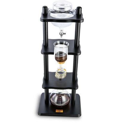 Yama Glass 6-8 Cup Cold Drip Maker Straight Black Wood Frame