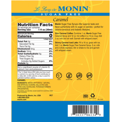 Monin Caramel Sugar Free Syrup