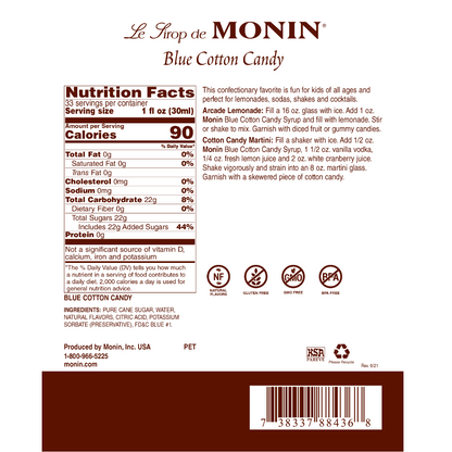 Monin Blue Cotton Candy Syrup