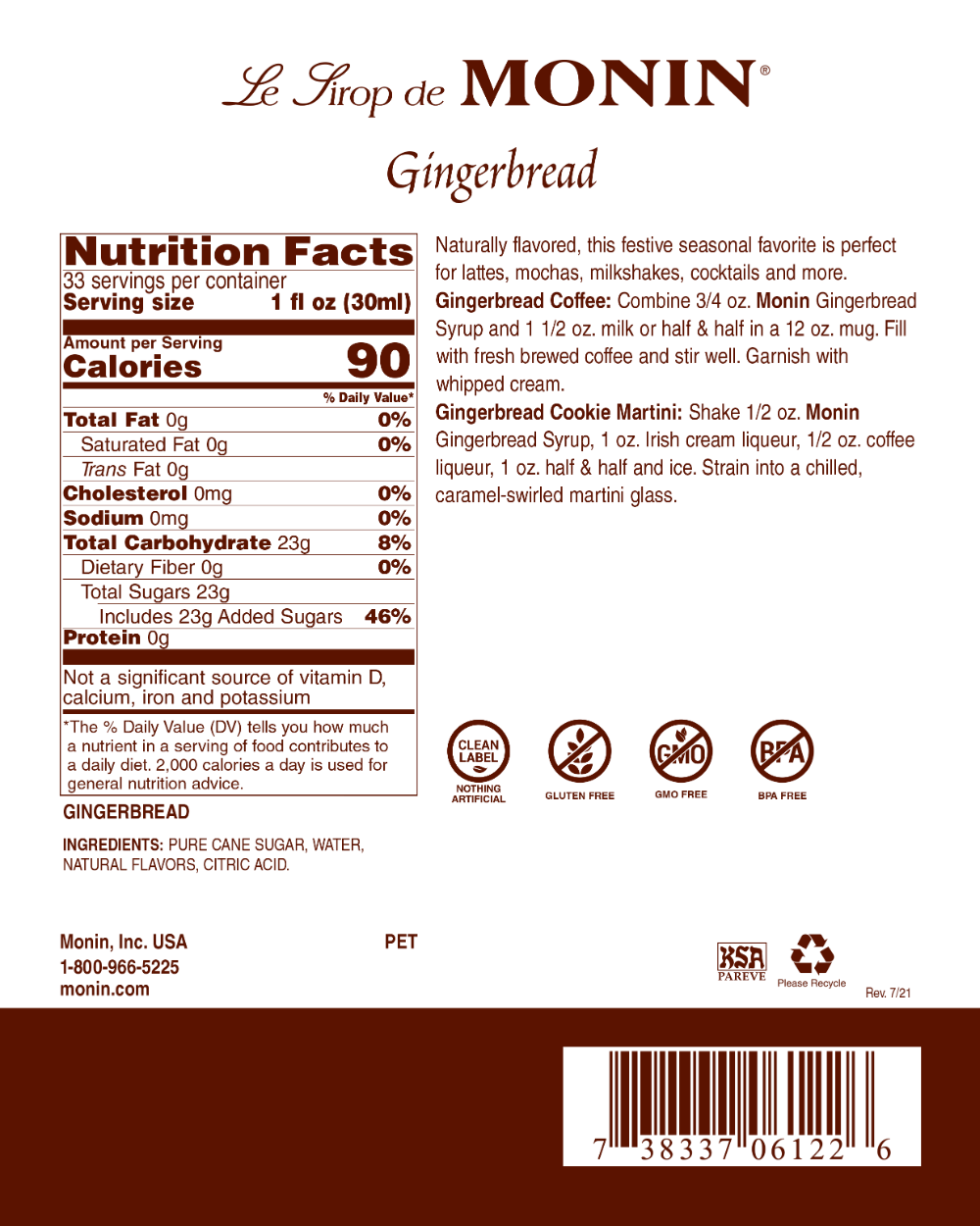 Monin Gingerbread Syrup
