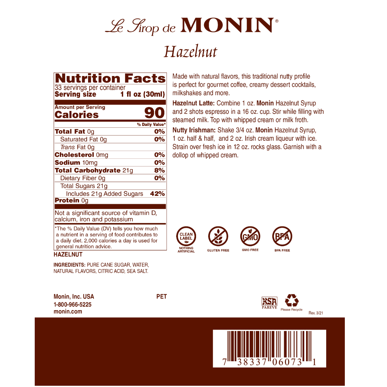 Monin Hazelnut Syrup