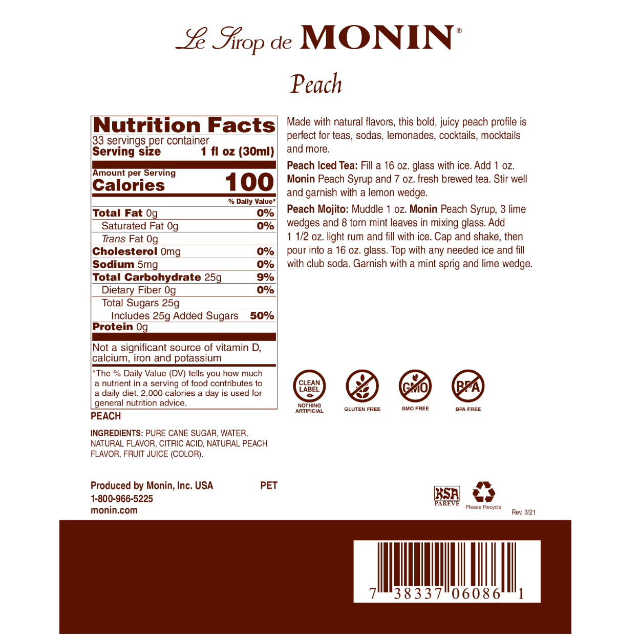 Monin Peach Syrup