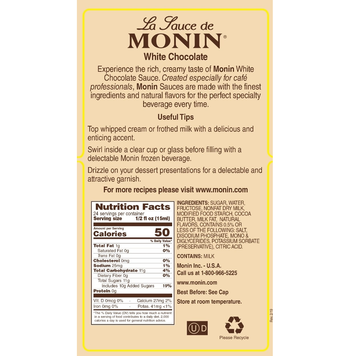 Monin White Chocolate Sauce